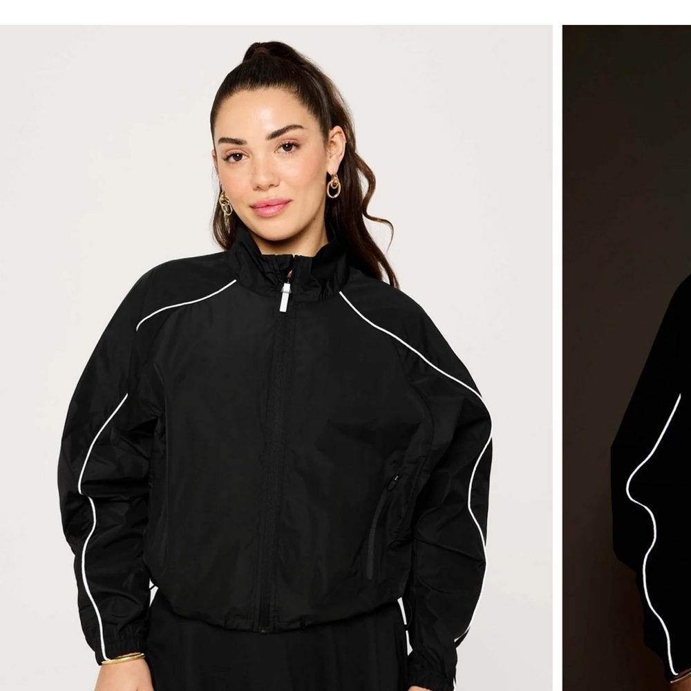 Fabletics Black Jacket with White Trim